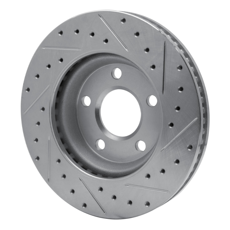 Buick Allure Brake Rotor (1) - Front Left - R1 Concepts - Drilled & Slotted - Silver - `04-`09